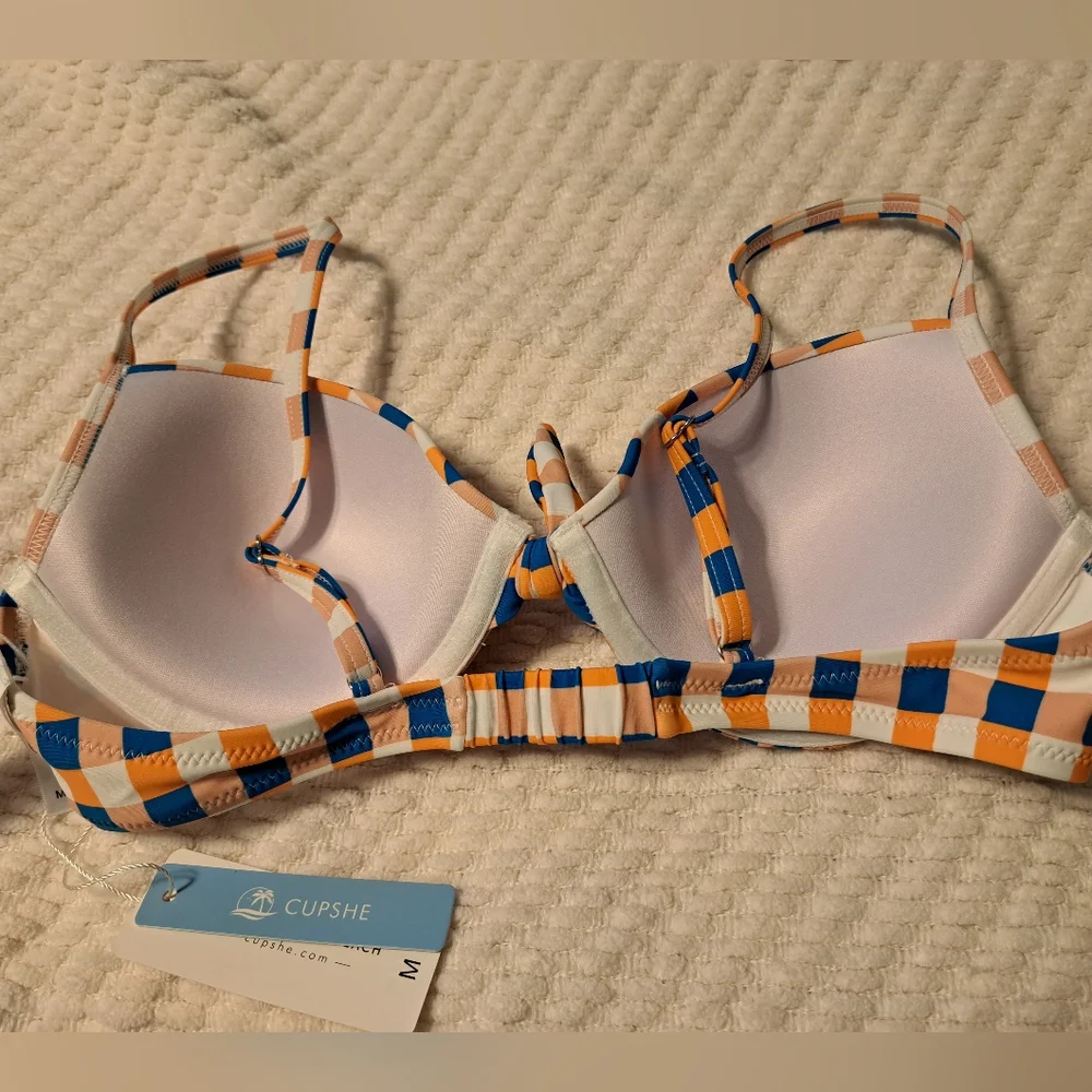 Cupshe Jaida Checkered Bikini Top Size M - Picture 2 of 8